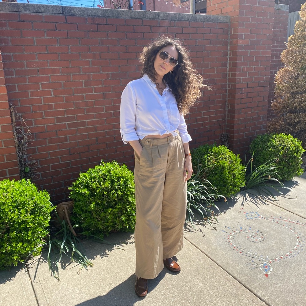 Madewell Khaki Wide-Leg Pants